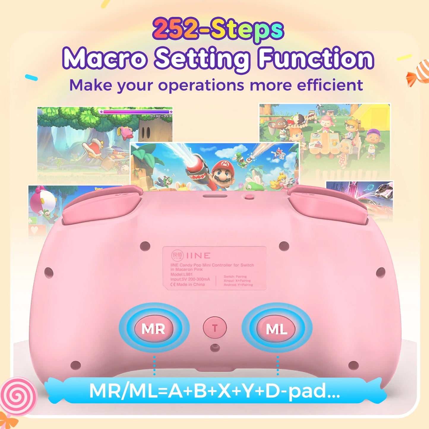 IINE Candy Pop Mini Controller Support NFC Function Turbo&Macro