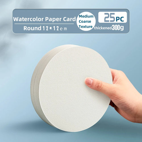 25 Sheets Square/Round Watercolor Paper 300g Cotton High Quality