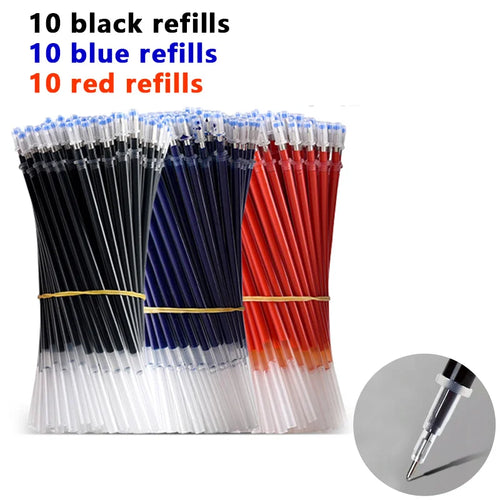 Gel pens Set Black Blue Red Refill Gel Pen Bullet Tip 0.5mm School &