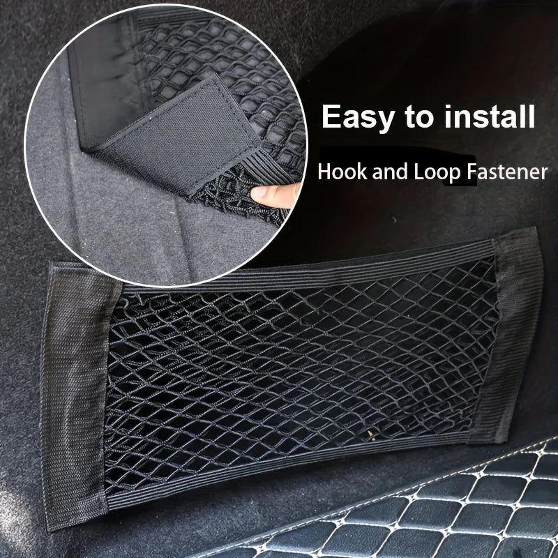 Universal Car Storage Bag Double Mesh Trunk Storage Net, Car Built-in