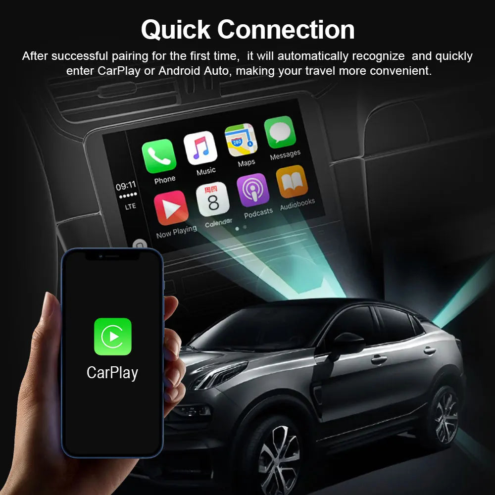 TIMEKNOW 2 in 1 Wireless CarPlay Android Auto Adapter Apple Car play