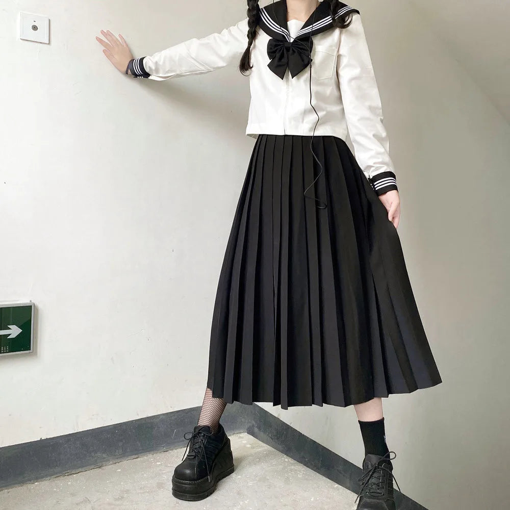 Japanese School Uniform Girls Plus Size Jk Suit Black Tie White Three