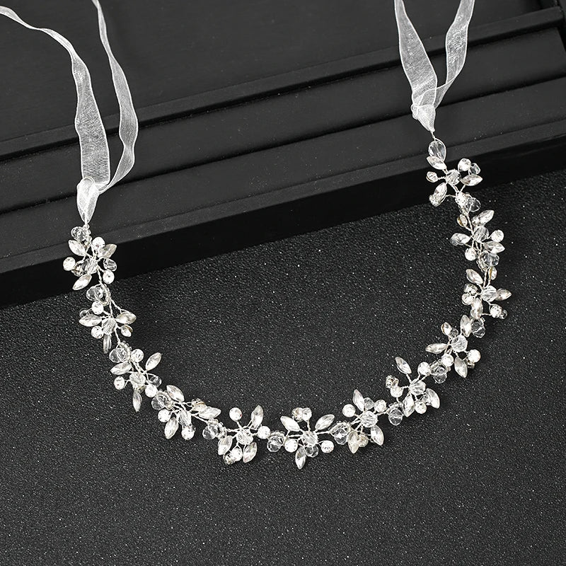 Handmade Silver Color Women Bridal Headbands Crystal Rhinestone