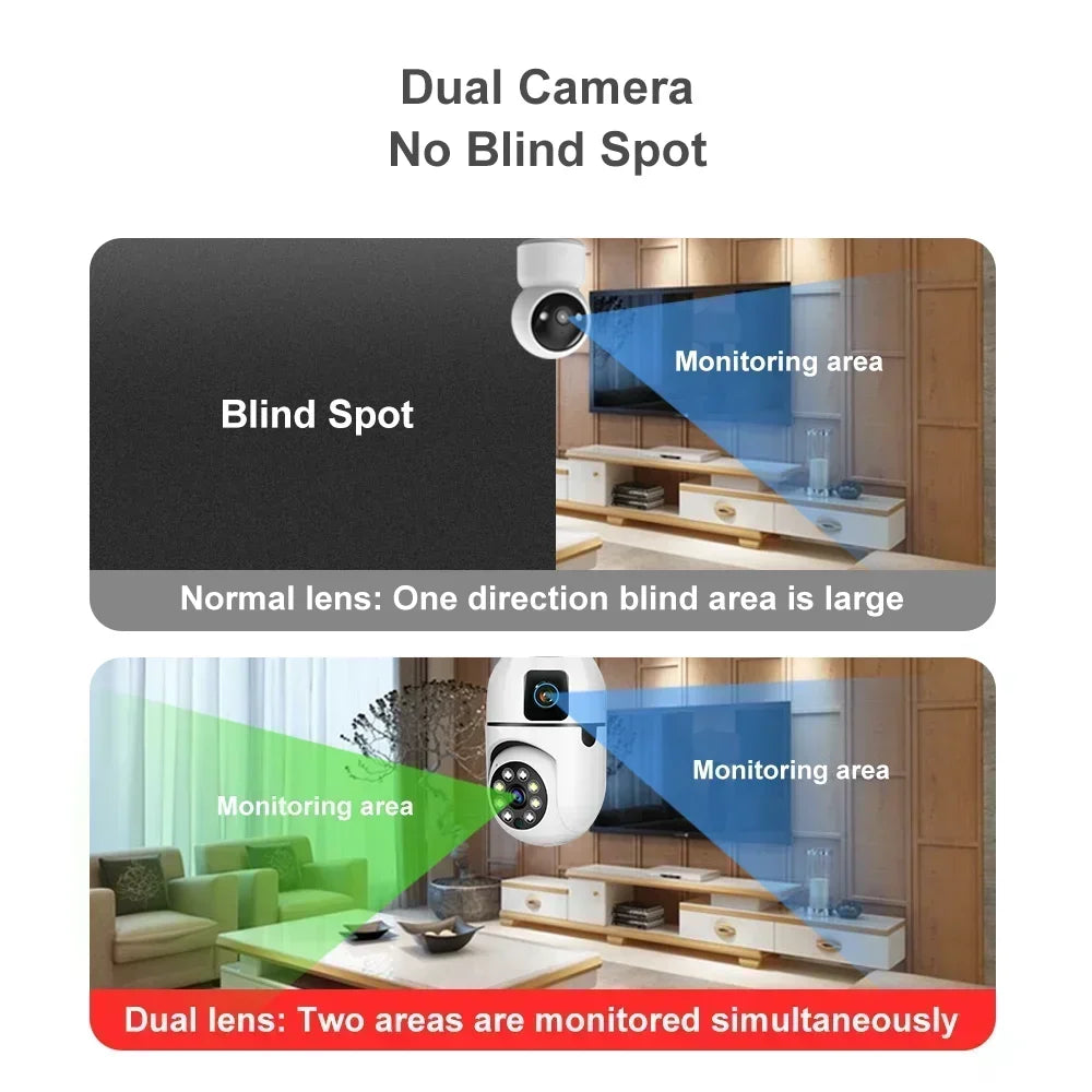 4K 8MP E27 Bulb WIFI Camera Dual Lens Color Night Vision Human