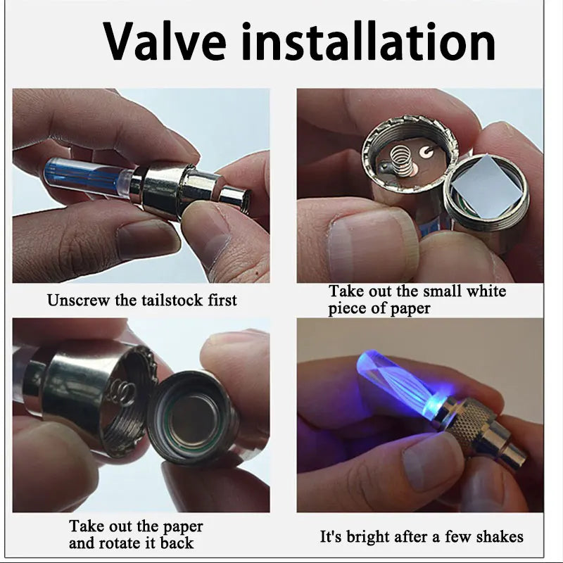 4Pcs Motorcycle Car Bicycle Tire Valve Caps Light LED Valve Cover Neon