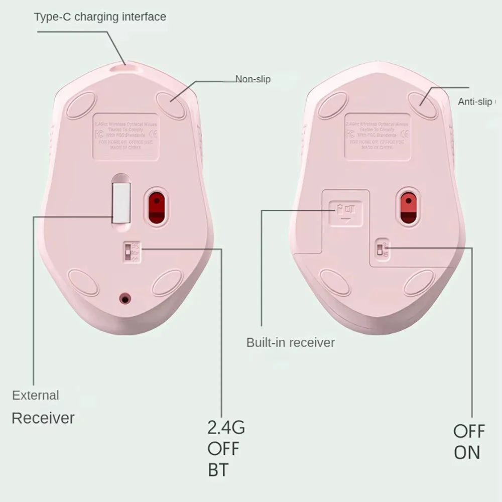 Rechargeable Bluetooth-compatible Wireless Mouse 2.4G Optical Mice