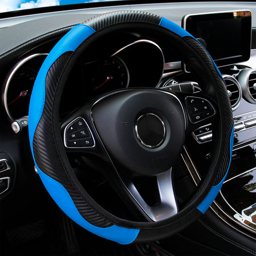 Carbon Fiber PU Leather Car without Inner Ring Steering Wheel Cover