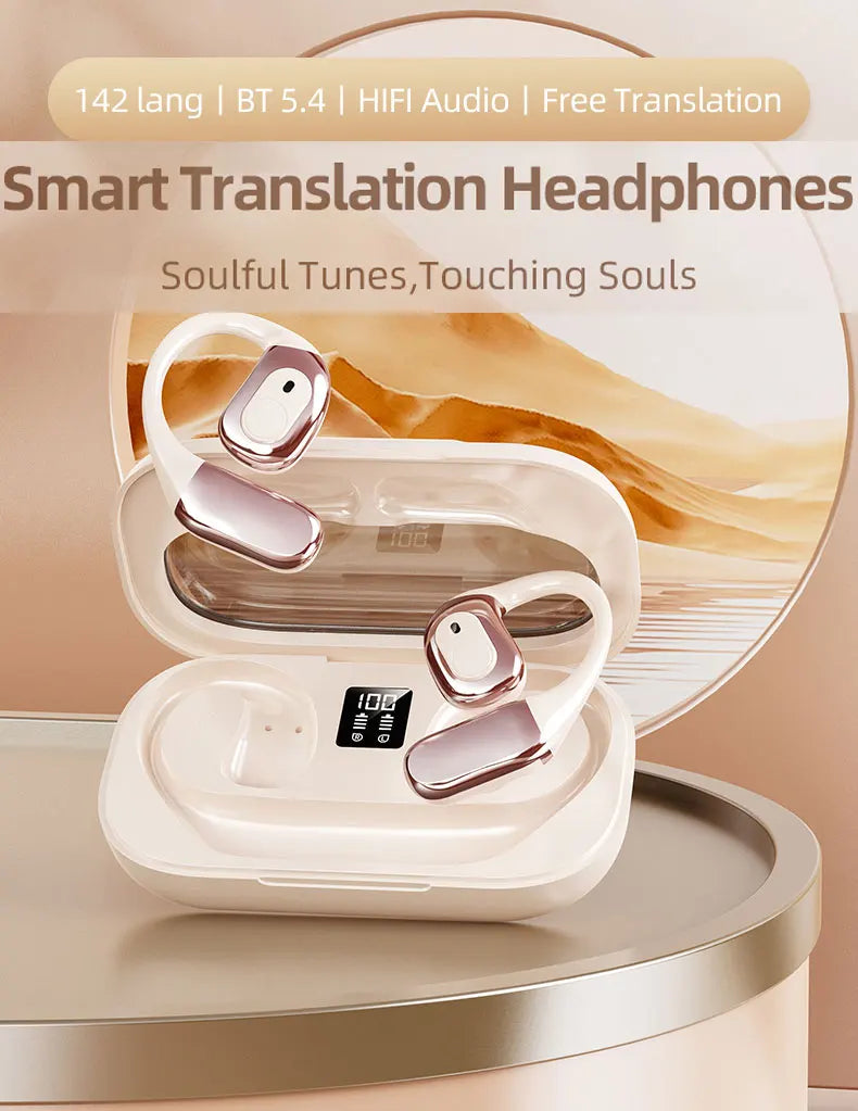 Earbuds Intelligent Translator Device Online 142 Languages Real Time