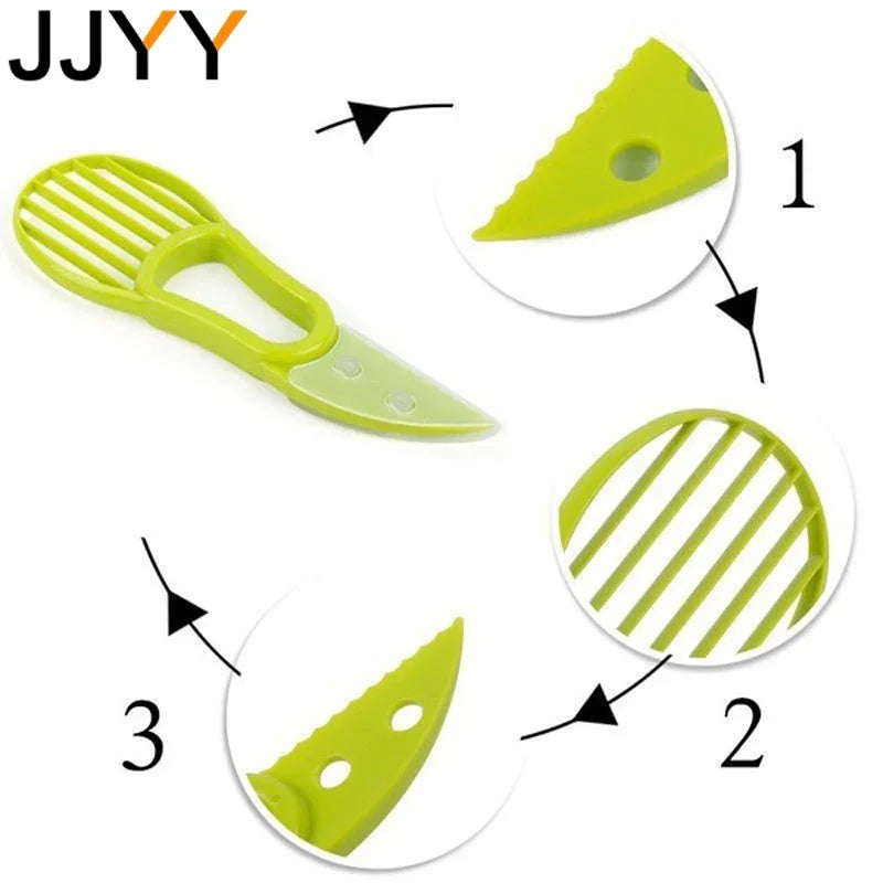 JJYY 3 In 1 Avocado Slicer Shea Corer Butter Fruit Peeler Cutter Pulp