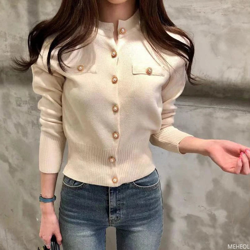 Autumn Long Sleeve Fashion Women Cardigans Sweater Knitted Coat Short