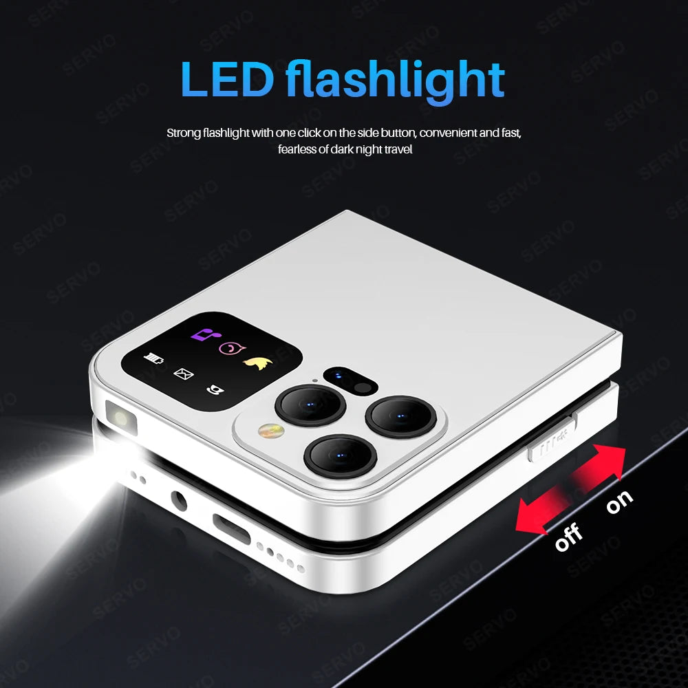 SERVO Classic Color Flip Mobile Phone Auto Call Record FM Radio Speed