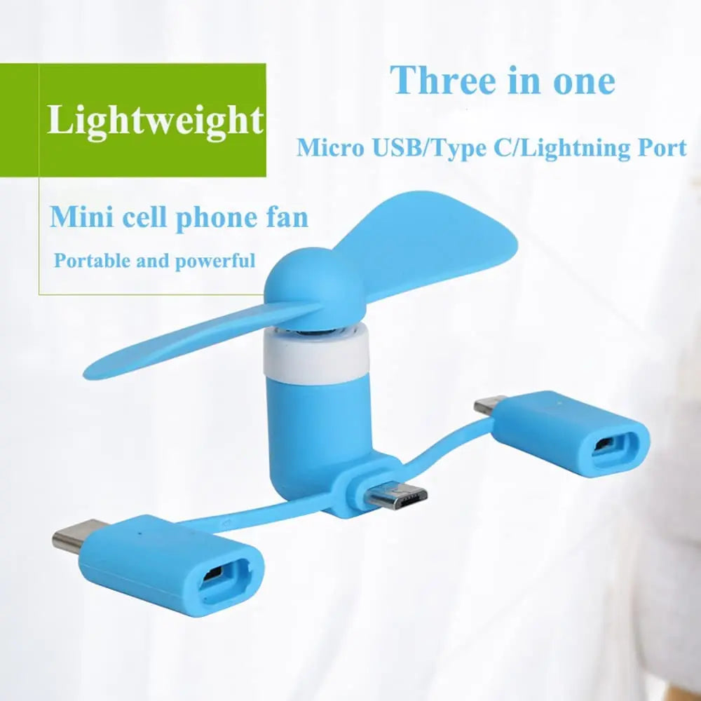 Cell Phone Fan 3-in-1 Mobile Phone Fans Compatible with