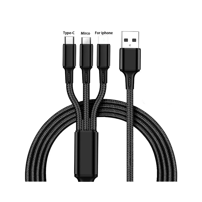 Weaving One to Three Data Cables Usb Port Multiple 3In1 Micro USB Type