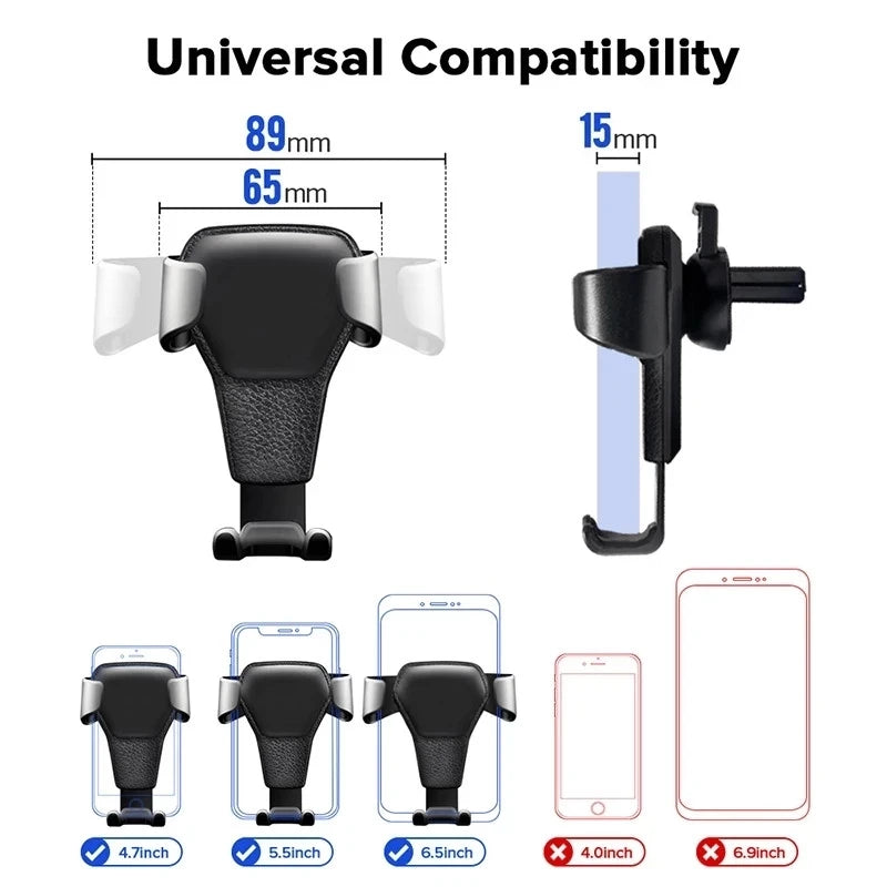 Universal Gravity Auto Phone Holder Car Air Vent Clip Mount Mobile