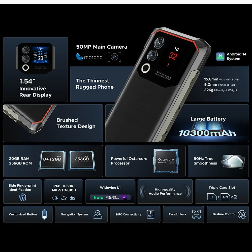 Global Version DOOGEE Blade10 Max Rugged Phone 8GB +256GB 6.56"