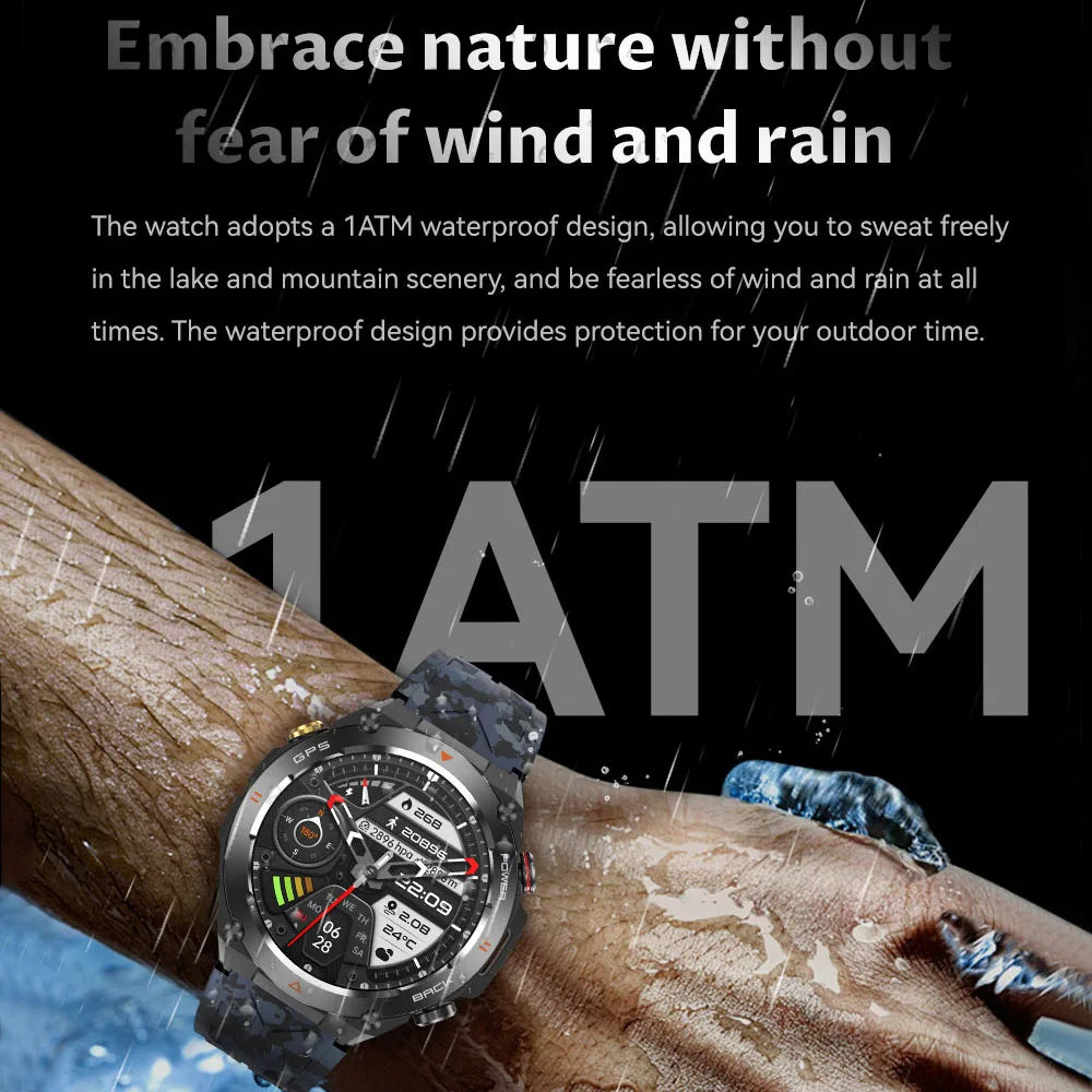For Huawei Xiaomi GPS Outdoor Military Smart Watch Men 5ATM Waterproof