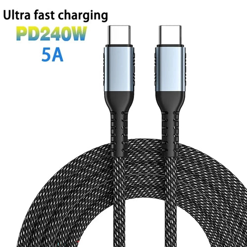 PD 240W Ultra Fast Charging Cable for Macbook Pro 100W 5A USB Type C