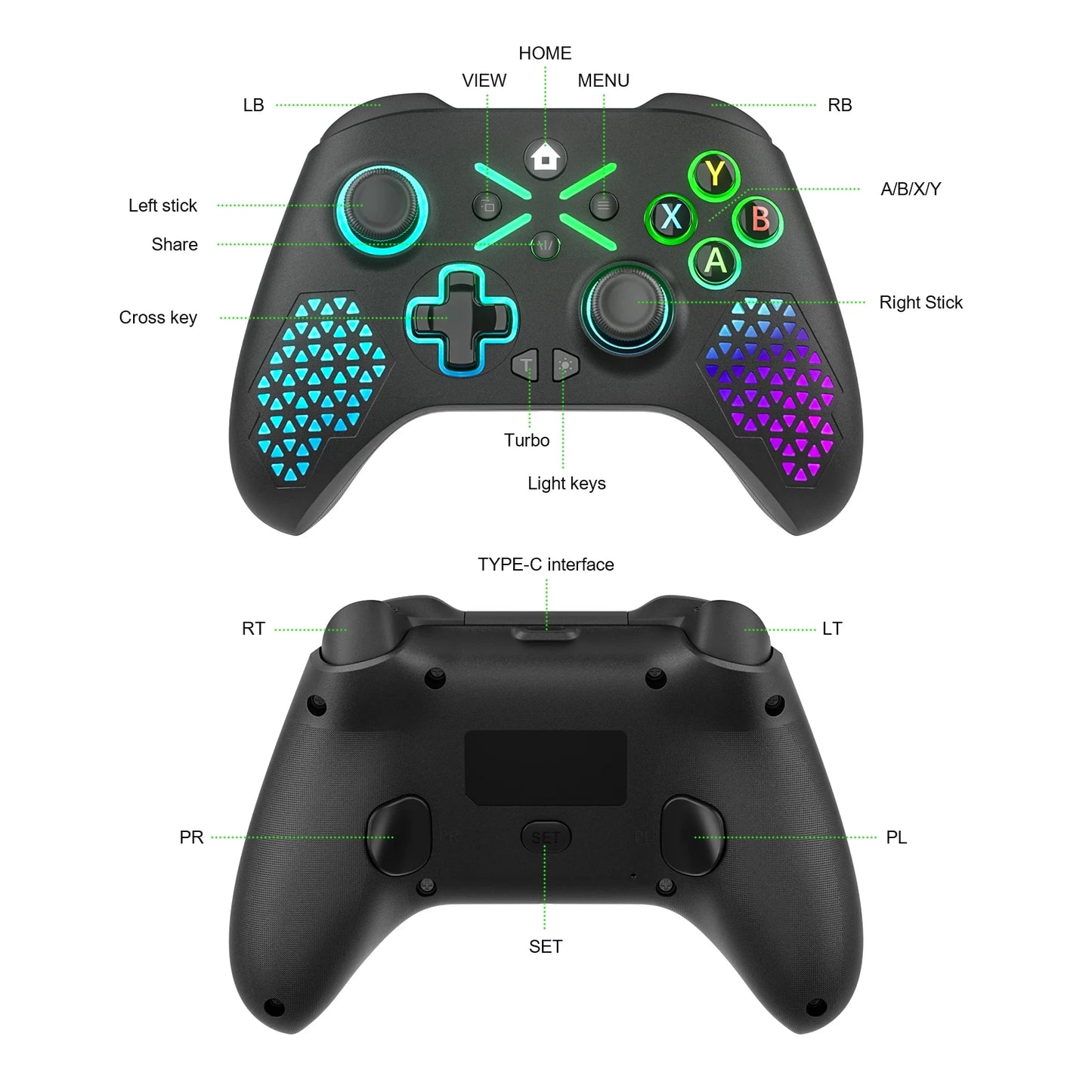 RGB Wireless Controller For Windows PC/Xbox One/xbox Series X/S With