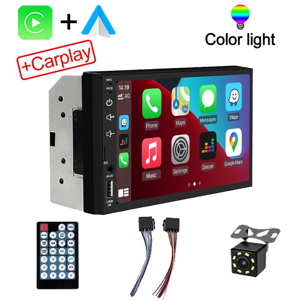 2Din 7 Inch HD Screen Full Touch Carplay Android Auto Car Raido