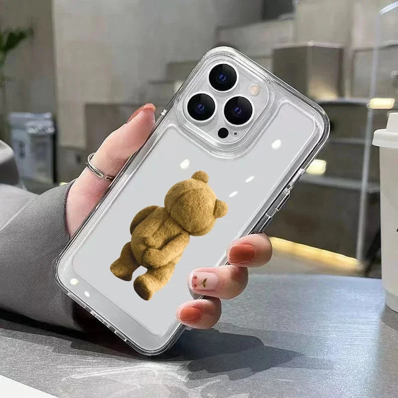 Teddy Bear Couple Cartoon Phone Case For iPhone 15 14 13 12 11 Pro Max