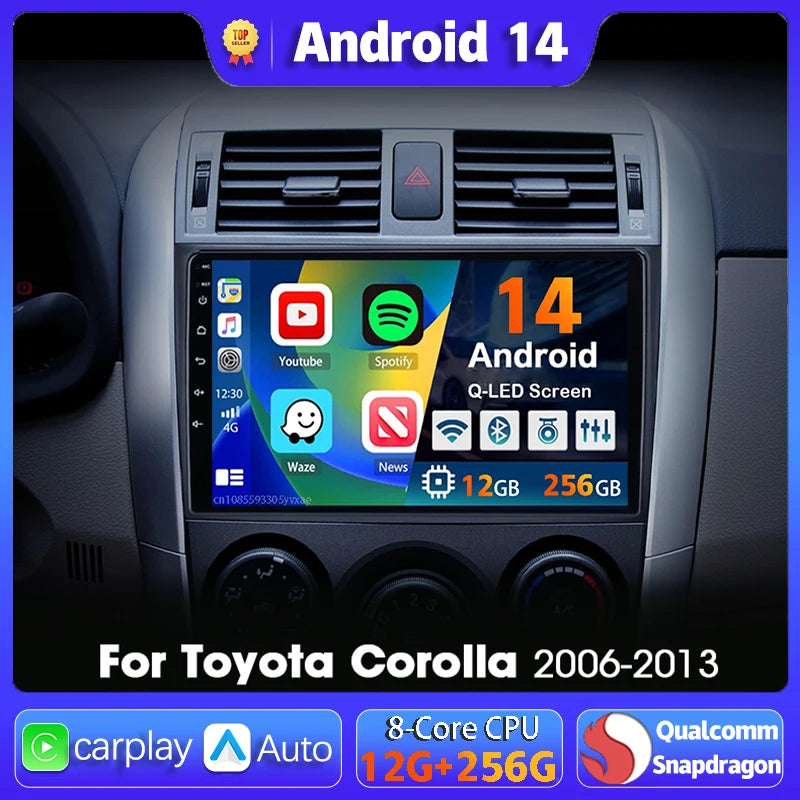 Android 14 Car radio Navigation Multimedia Player For Toyota Corolla