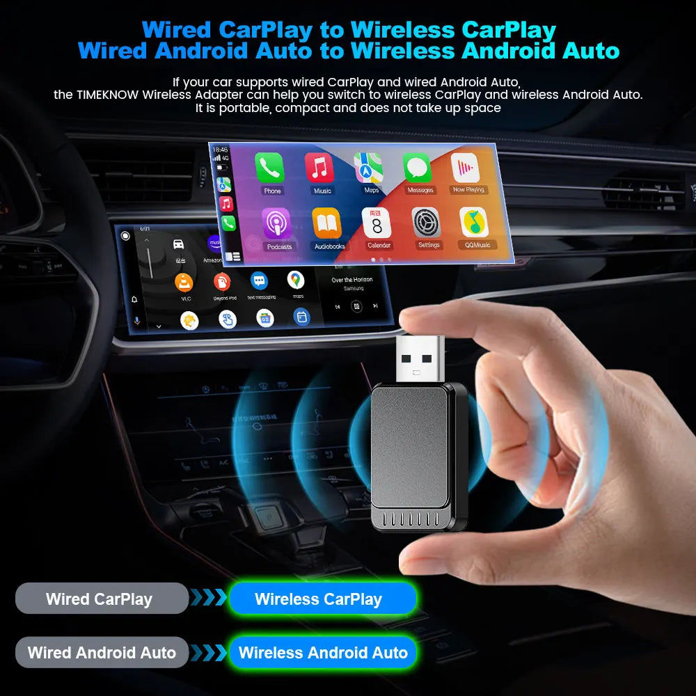 TIMEKNOW NEW Wireless CarPlay AdapterWireless Android Auto Adapter 2