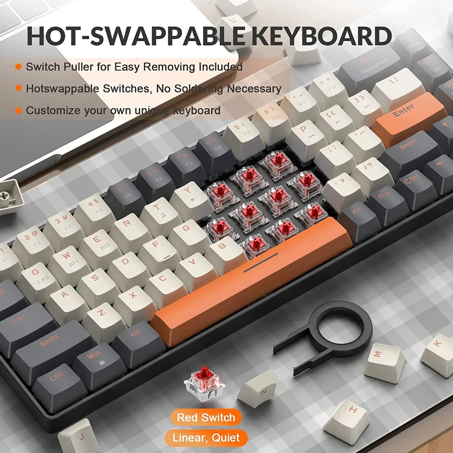 60% Wireless Mechanical Keyboard Bluetooth Dual Mode Hot-Swappable