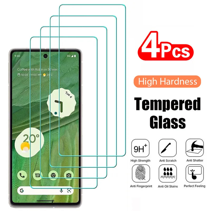 4PCS Tempered Glass for Google Pixel 8 Pro 8A 7 7A 6 6A 5 5A 4A 4 XL 3
