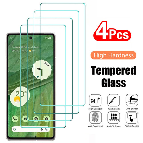 4PCS Tempered Glass for Google Pixel 8 Pro 8A 7 7A 6 6A 5 5A 4A 4 XL 3