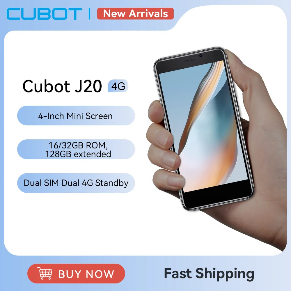 Cubot J20, 4-Inch Mini Screen, Android 12, 2/3GB RAM, 16/32GB ROM