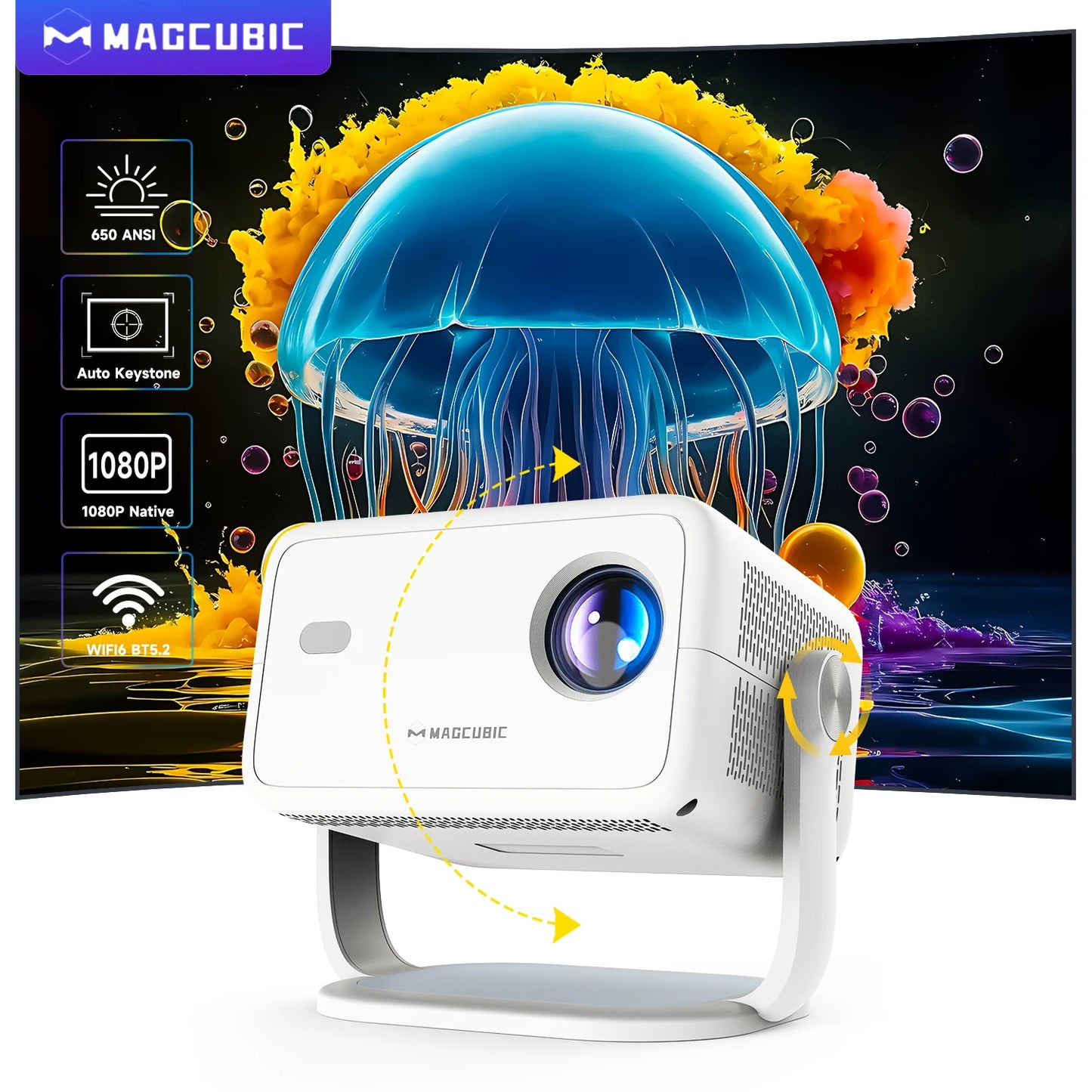Magcubic 650ANSI L018 Projector Native 1080P Android 11 Auto Focus &
