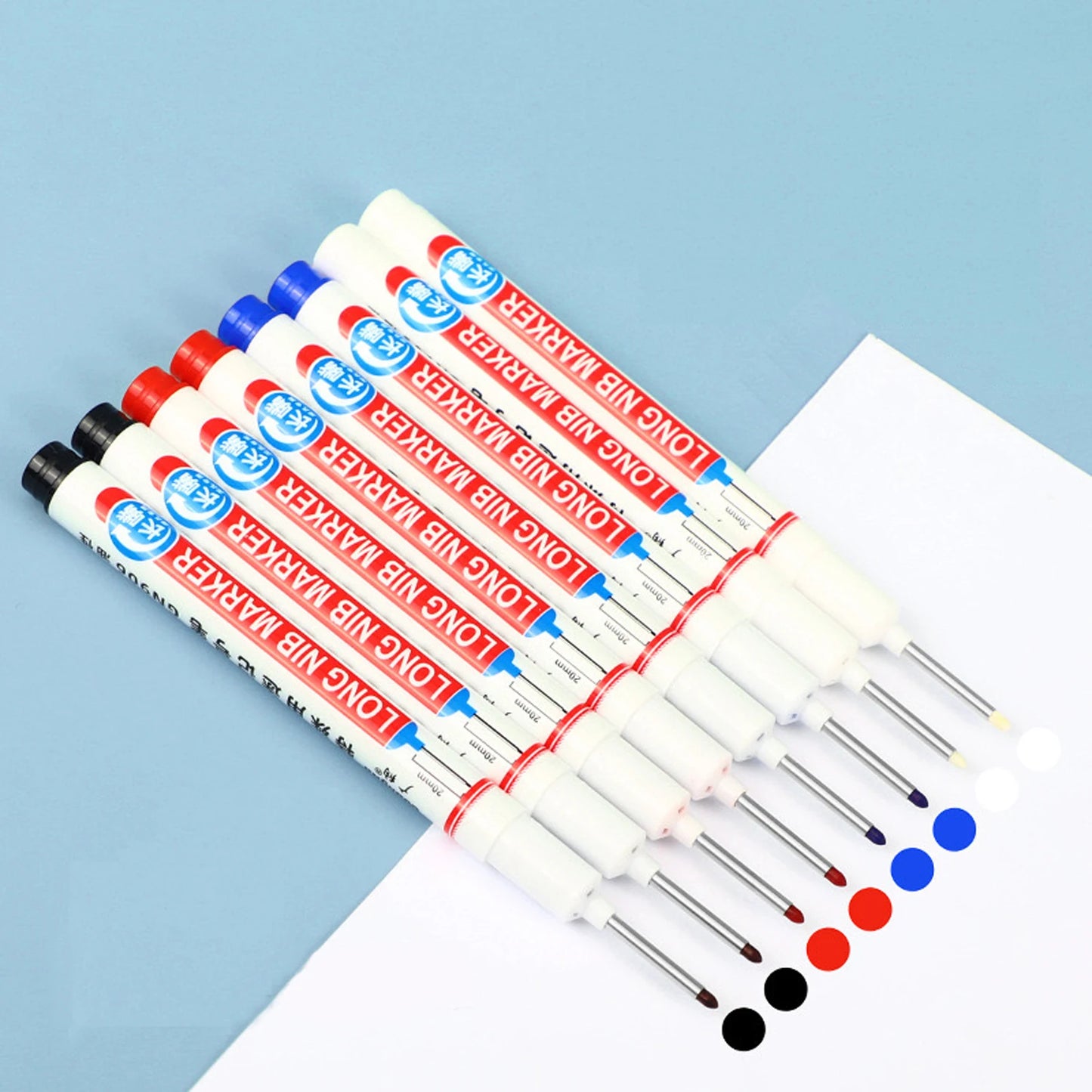 8-Piece Set: 20mm Deep Hole Long Tip Fine Nib Marker for Versatile