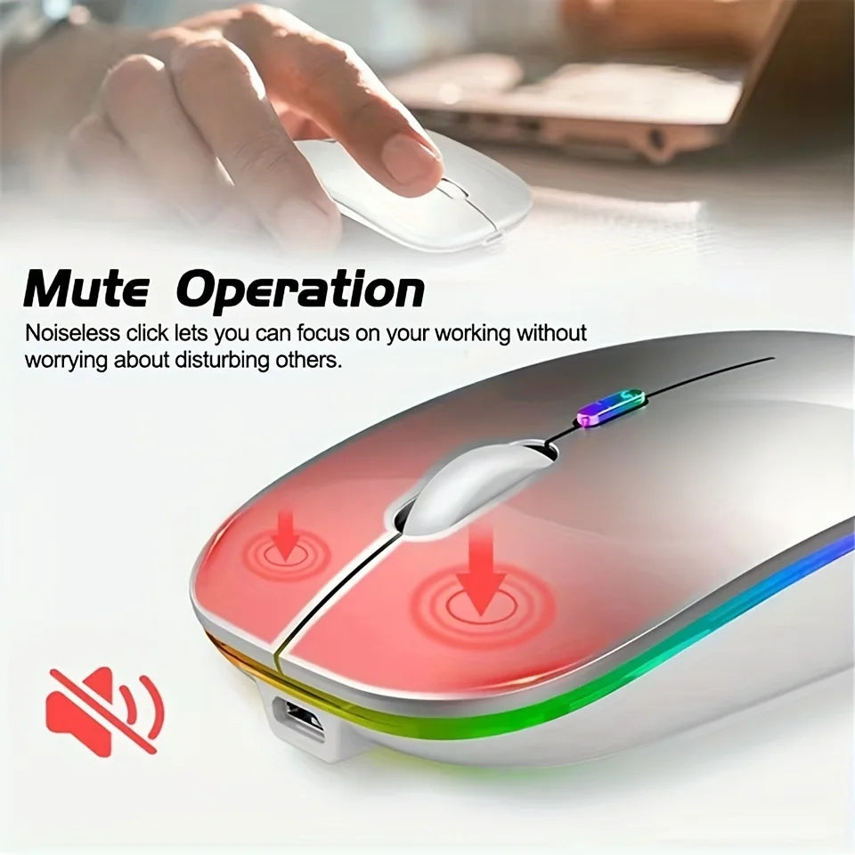 Wireless Mouse Bluetooth and 2.4GHz Dual Modes Rechargeable RGB