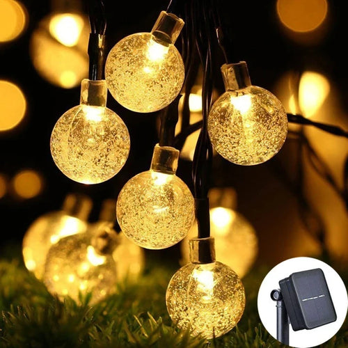 Solar Crystal Globe LED String Lights 60 LED 8 Lighting Modes IP65