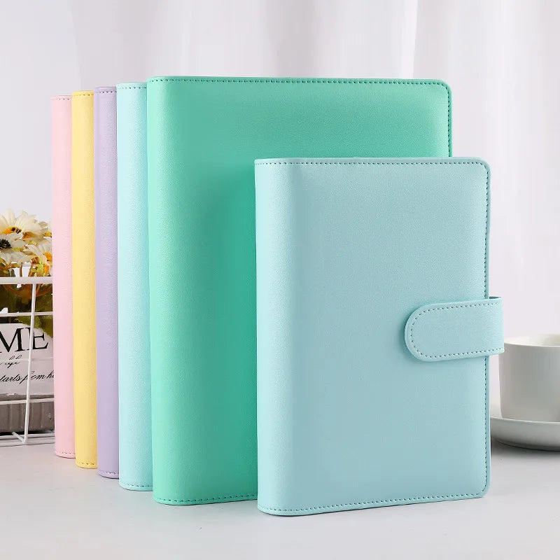 Macaroon Color A6/A5 PU Leather DIY Binder Notebook Cover Diary Agenda