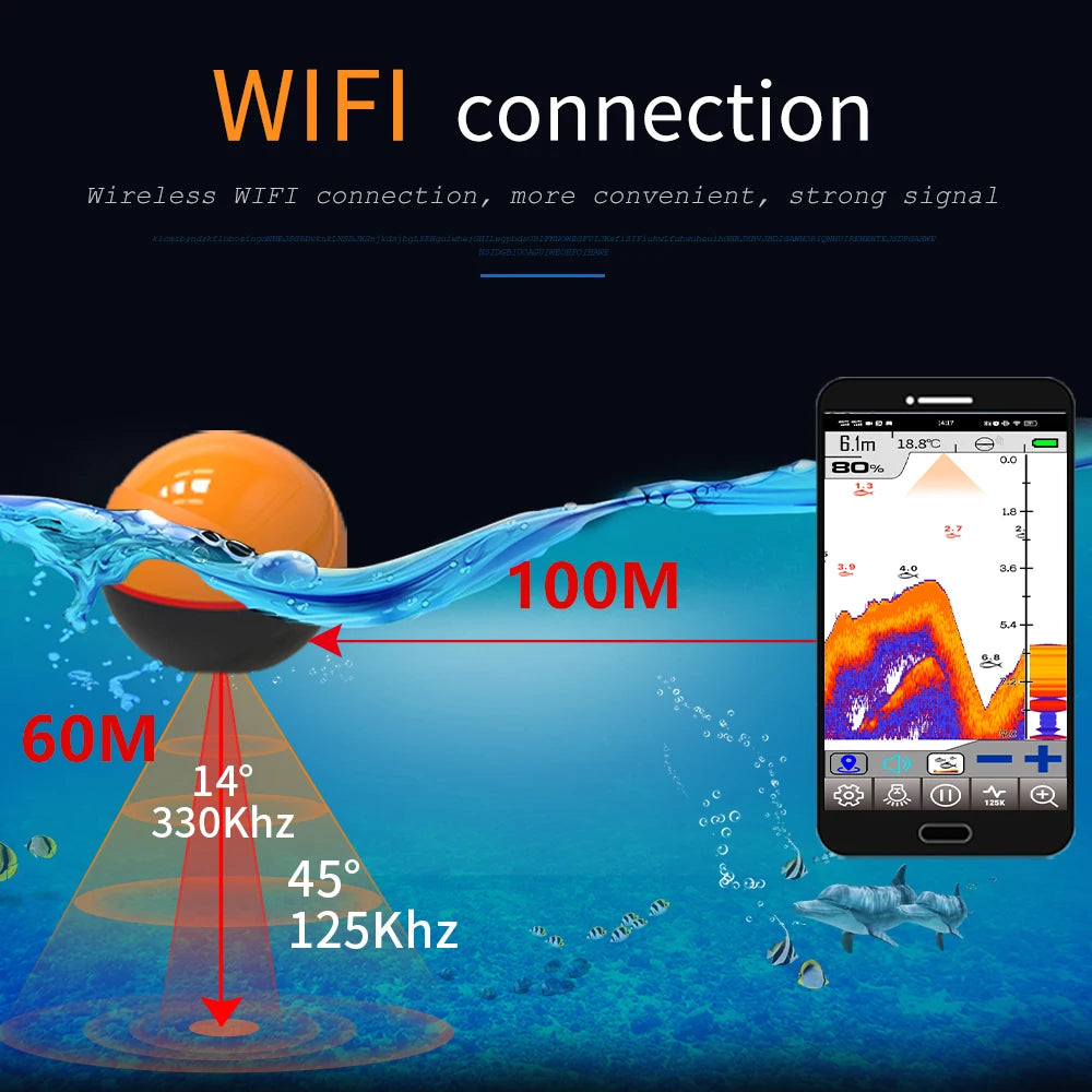 Erchang F68 WIFI Fish Finder 100M Wireless Fishing Sounder Echo