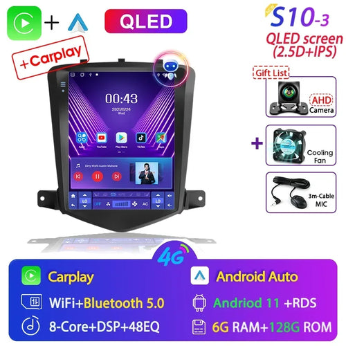 For Chevrolet Cruze 2008-2014 Carplay Android 12 Car Radio Multimedia