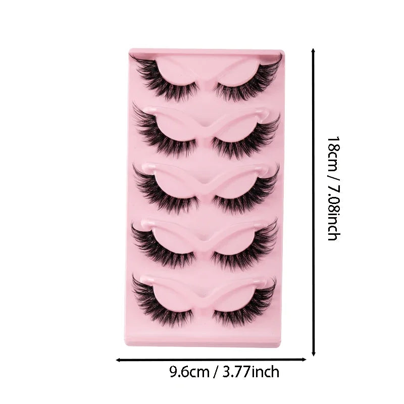 5 Pairs Cat Eye Lashes Faux Mink Eyelashes Natural long Manga Lashes