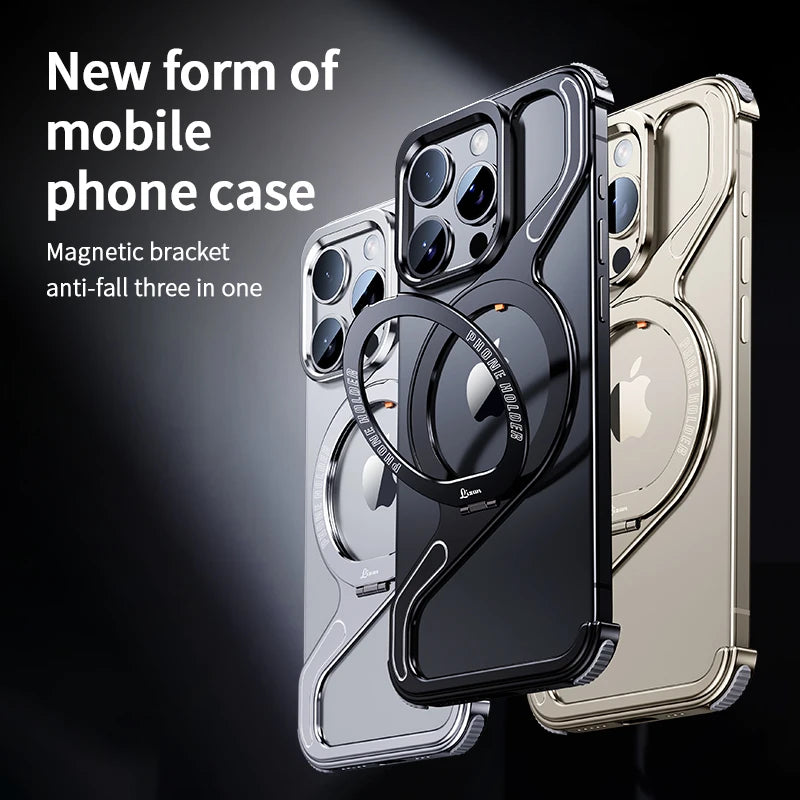 Magnetic Metal Snap-on Phone Case For Iphone 13 14 15 16 Pro Max Z