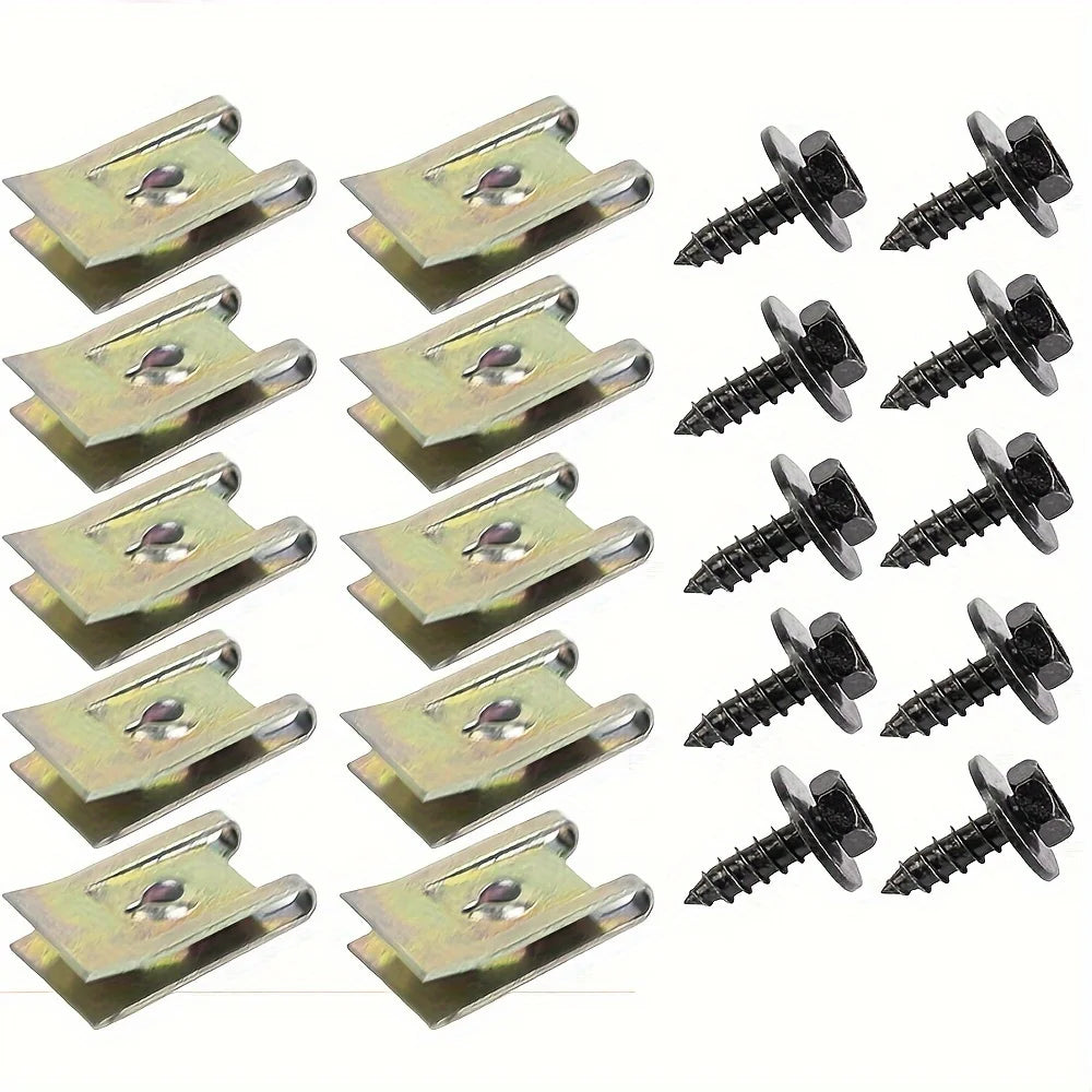 40pcs Car Screw Base U Clip Car Modification Fastener Metal Fender