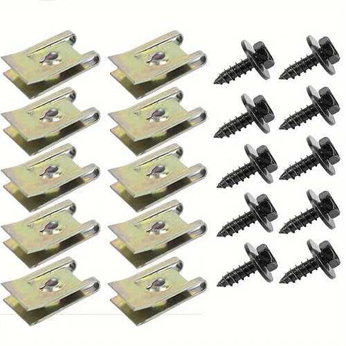 40pcs Car Screw Base U Clip Car Modification Fastener Metal Fender