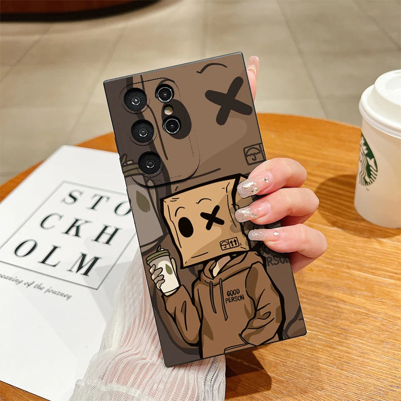 Paper Man Pattern Phone Case For Samsung Galaxy S24 S23 Ultra S22 Plus