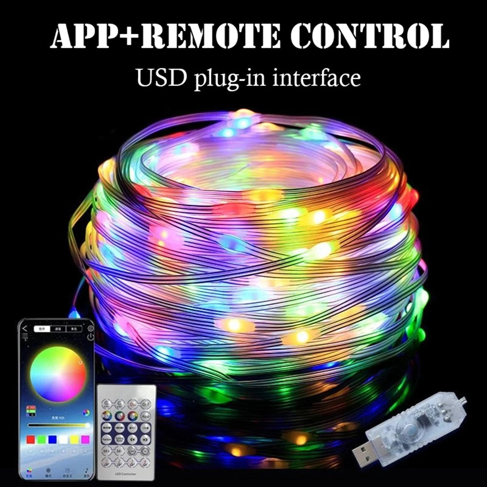 5M/10M/15M/20M/40M LED String Light App Control Garland IP65 Outdoor