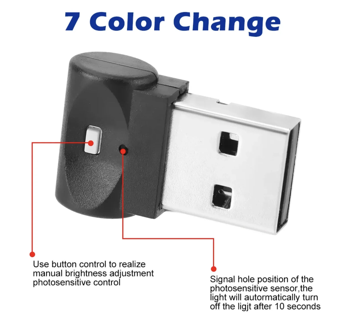 Mini USB LED Car Light Auto Interior Atmosphere Light Emergency