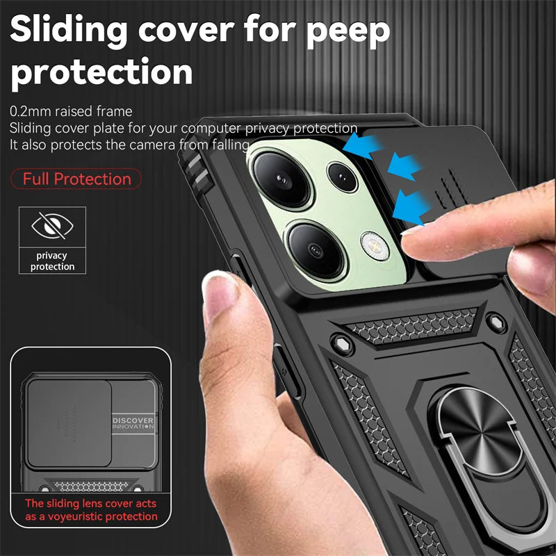 Shockproof Armor Funda For Xiaomi Redmi Note 13 Pro 5G 4G Slide Lens