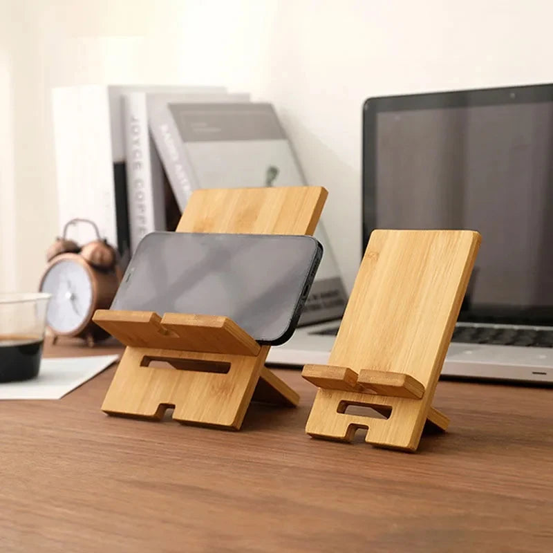 Desktop Bamboo Phone Holder Practical Wooden Smartphone Charging Stand