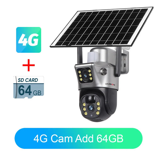 LS VISION 4K Solar Camera 8MP 4G SIM Card Dual Lens Screen Wifi