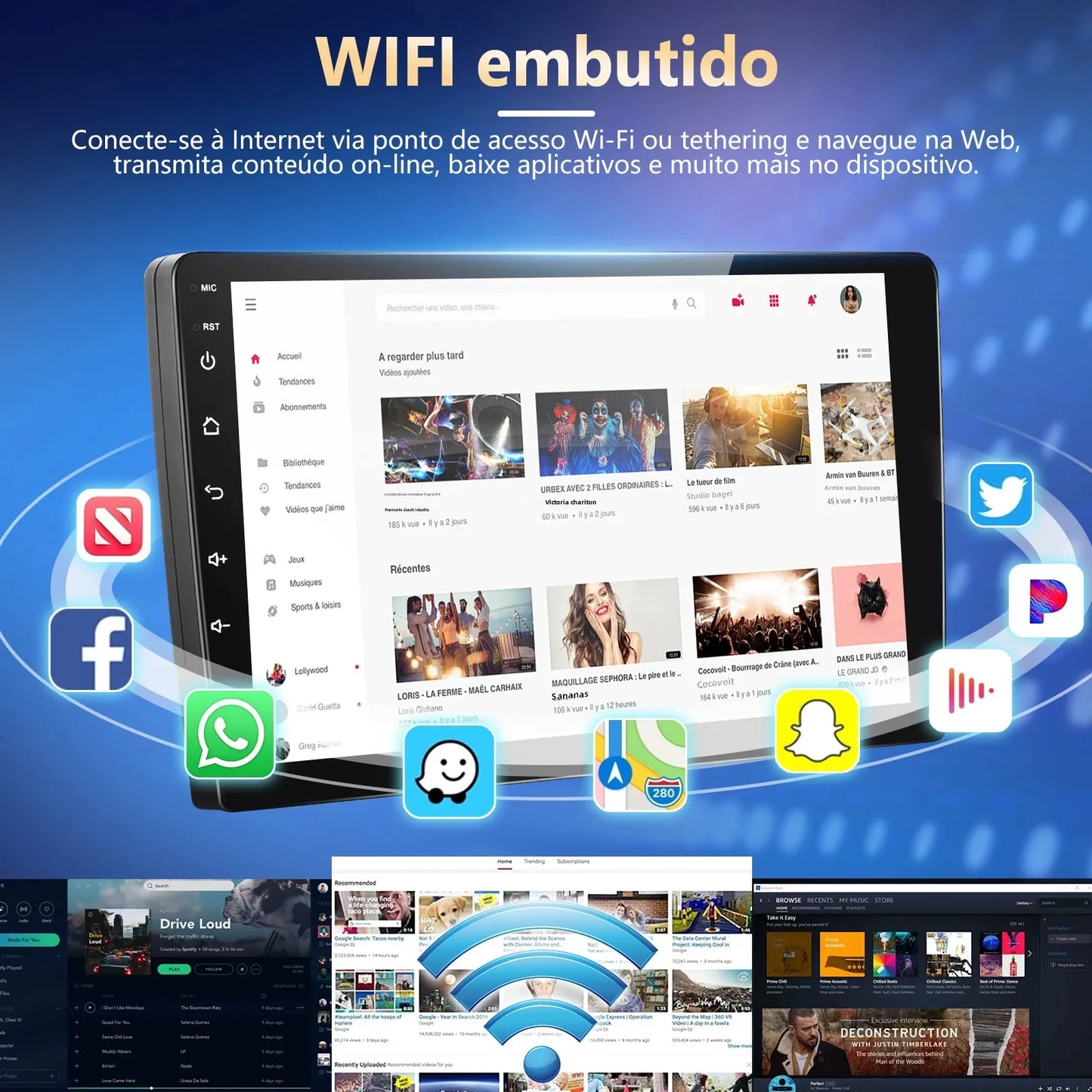 Podofo 2din Android GPS Car Stereo Carplay Radio Bluetooth FM Car MP5