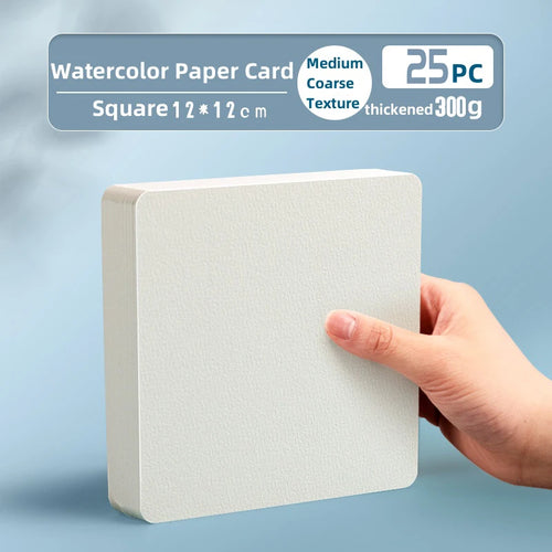 25 Sheets Square/Round Watercolor Paper 300g Cotton High Quality