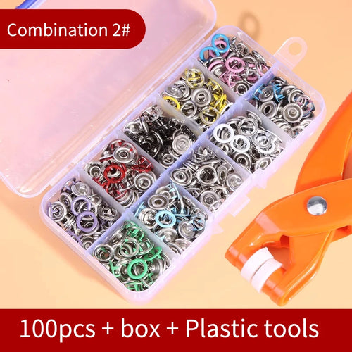 Snap Button Kit With Hand Pressure Pliers 50pcs 100pcs Snaps , Metal